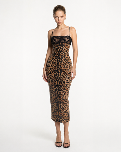 Inés | Vestido de Leopardo con Encaje
