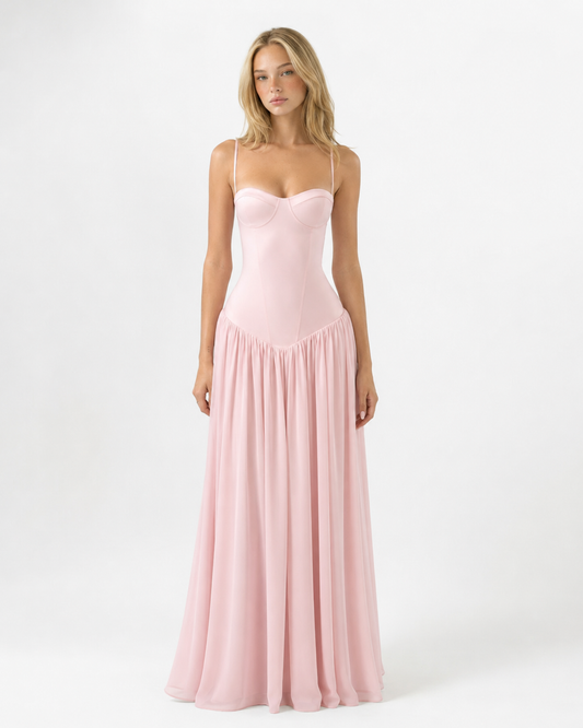 Begoña | Vestido Largo con Corsé y Escote Corazón