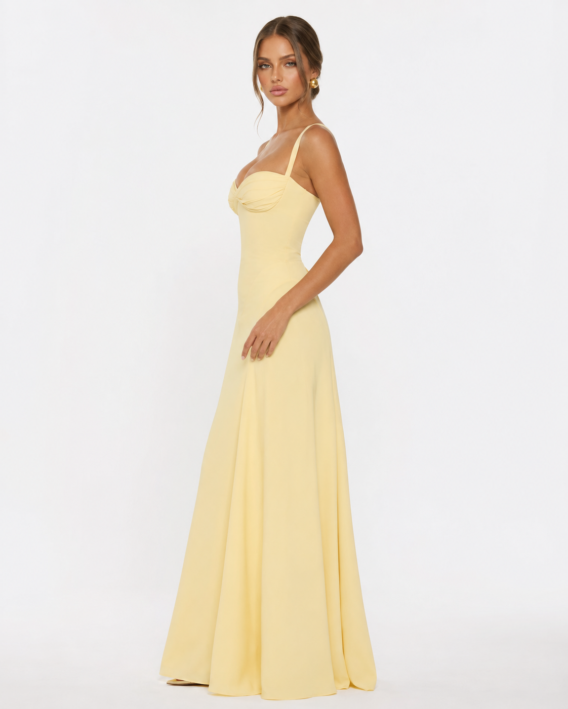 Luna | Vestido Largo con Corsé y Escote Drapeado
