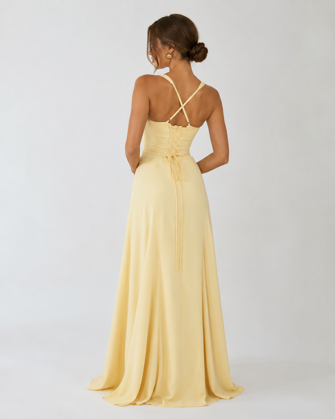 Luna | Vestido Largo con Corsé y Escote Drapeado