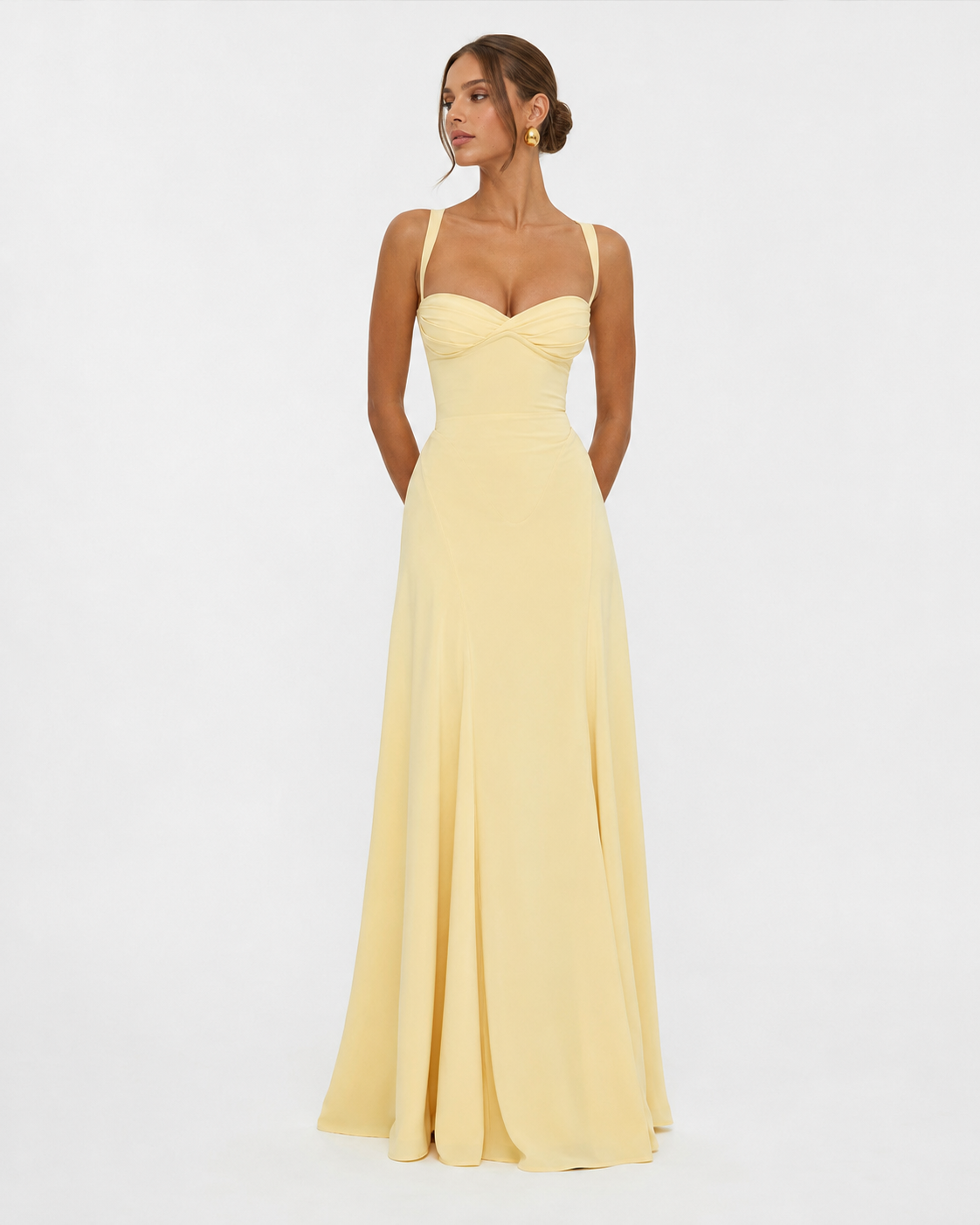 Luna | Vestido Largo con Corsé y Escote Drapeado