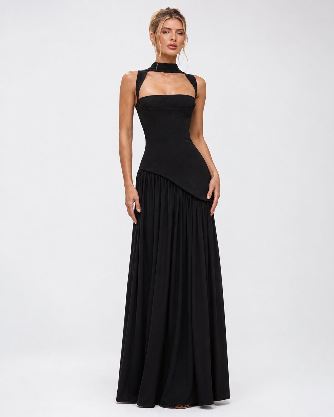 Alma | Vestido Largo Corsé con Pañuelo y Abertura