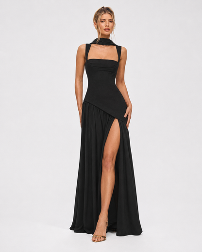 Alma | Vestido Largo Corsé con Pañuelo y Abertura