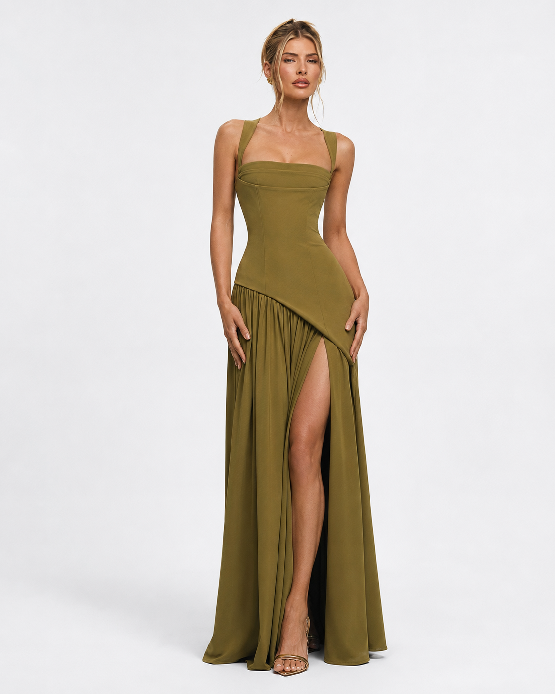 Alma | Vestido Largo Corsé con Pañuelo y Abertura