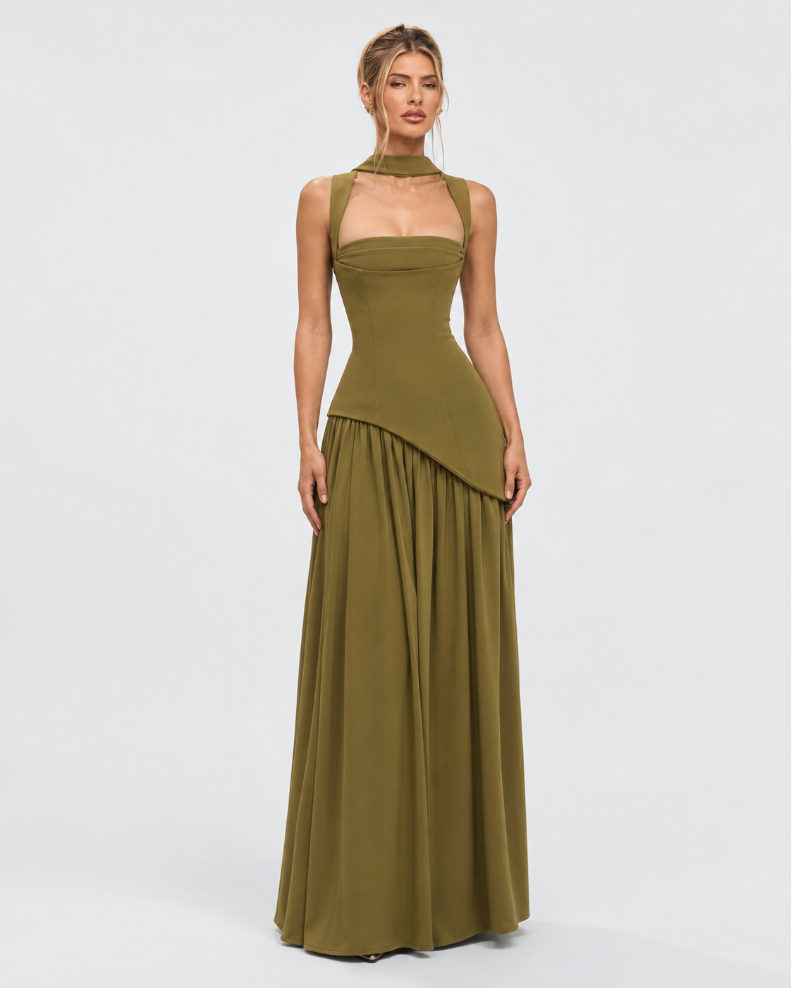 Alma | Vestido Largo Corsé con Pañuelo y Abertura