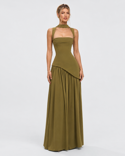 Alma | Vestido Largo Corsé con Pañuelo y Abertura
