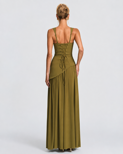 Alma | Vestido Largo Corsé con Pañuelo y Abertura