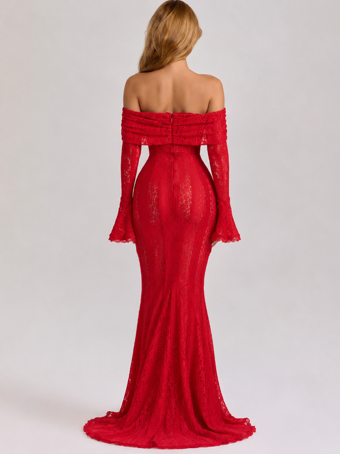 Alejandra | Vestido Sirena de Encaje con Hombros Caídos