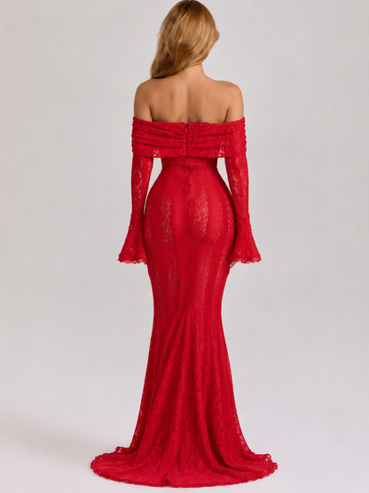 Alejandra | Vestido Sirena de Encaje con Hombros Caídos