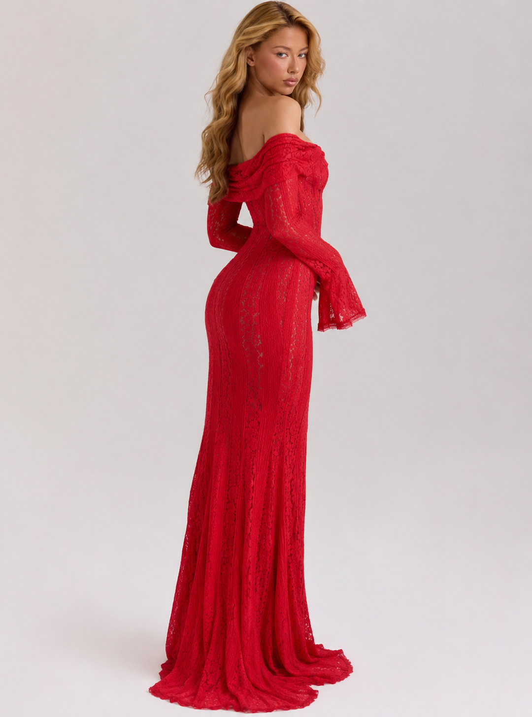Alejandra | Vestido Sirena de Encaje con Hombros Caídos