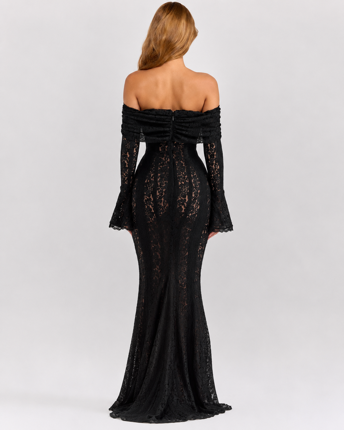 Alejandra | Vestido Sirena de Encaje con Hombros Caídos