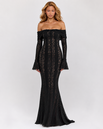 Alejandra | Vestido Sirena de Encaje con Hombros Caídos