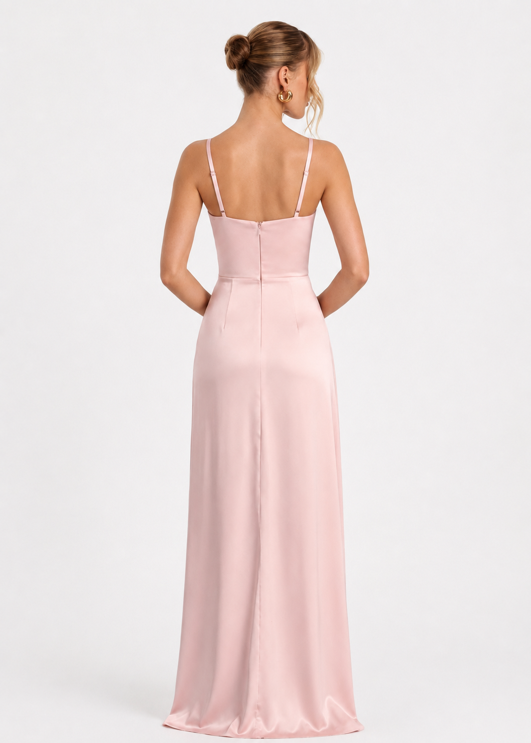 Vega | Vestido Largo de Satén con Tirantes Cruzados