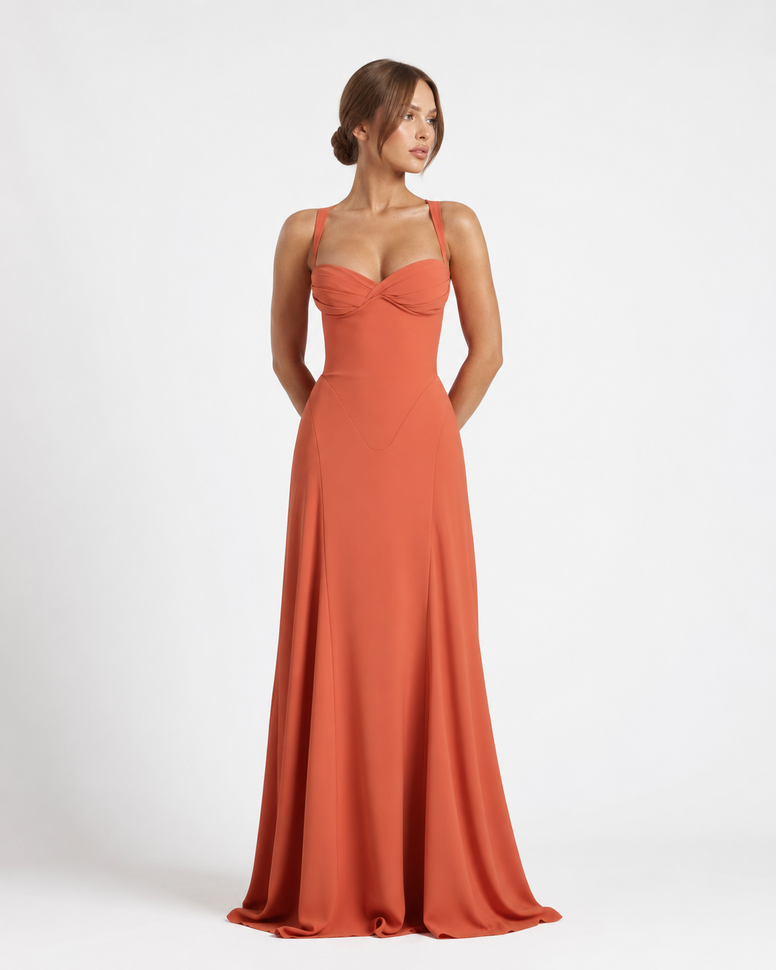 Luna | Vestido Largo con Corsé y Escote Drapeado