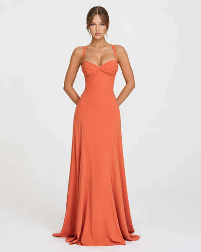 Luna | Vestido Largo con Corsé y Escote Drapeado