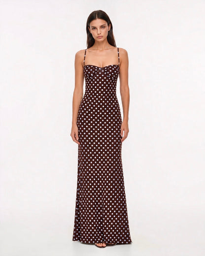Pilar | Vestido Largo de Lunares con Espalda Abierta