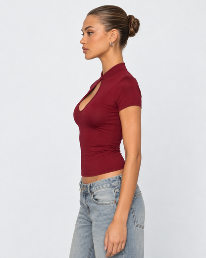 Elvira | Top de Cuello Alto con Abertura en Lágrima