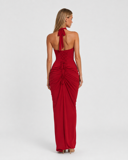 Claudia | Vestido Largo Halter con Abertura