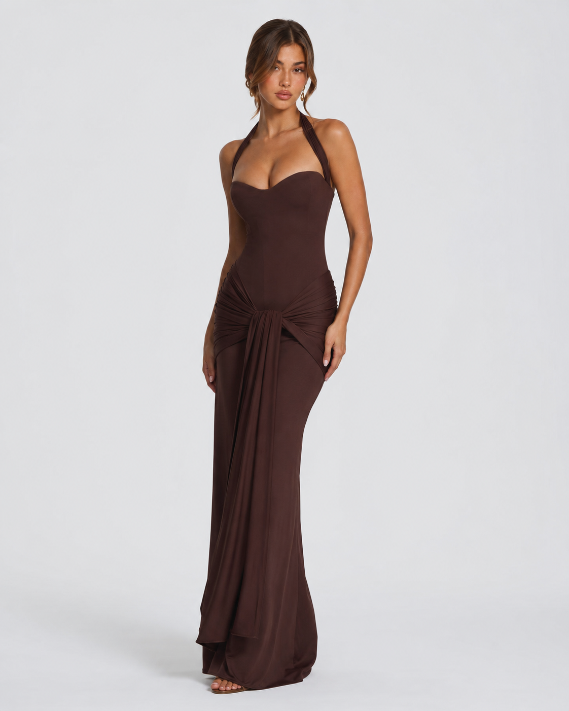 Martina | Vestido Largo Halter con Escote Corazón