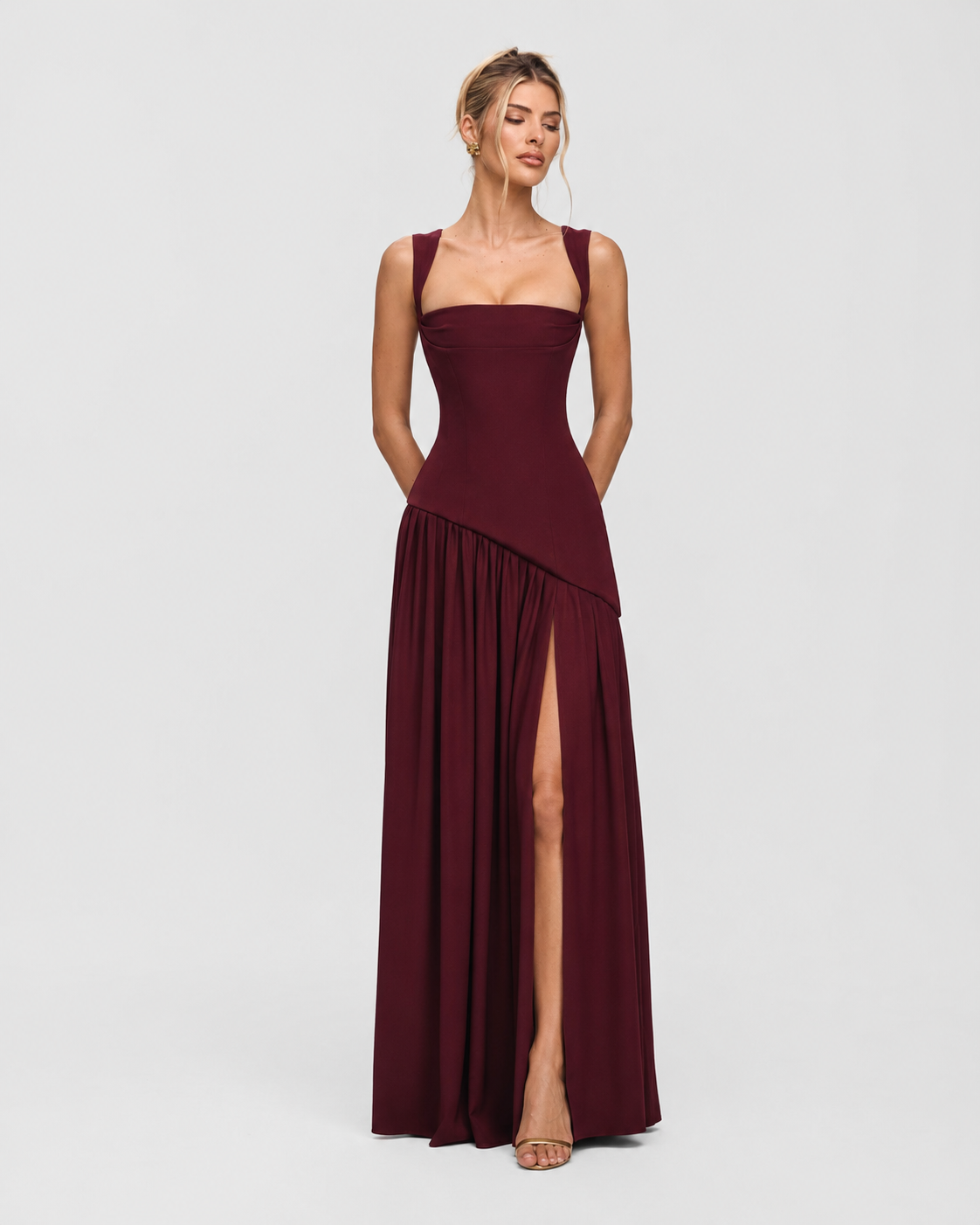 Alma | Vestido Largo Corsé con Pañuelo y Abertura