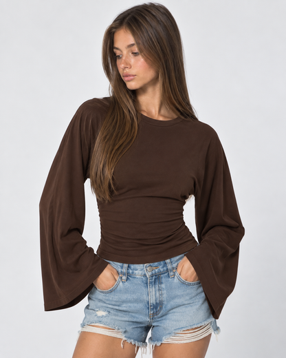 Bárbara | Top Fruncido con Mangas Acampanadas
