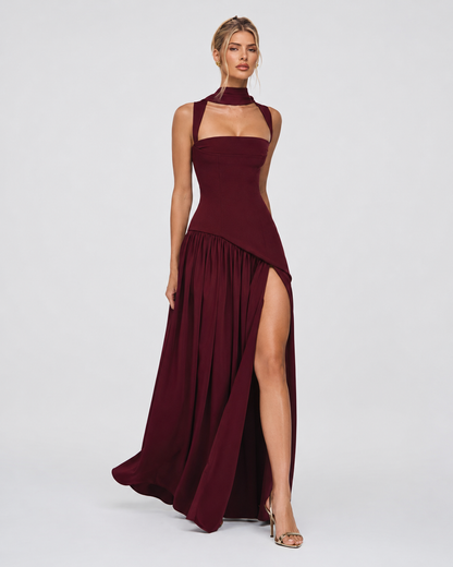 Alma | Vestido Largo Corsé con Pañuelo y Abertura