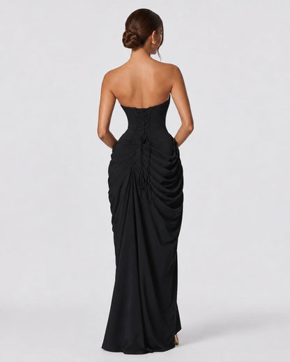 Ariadna | Vestido Largo Palabra de Honor Drapeado