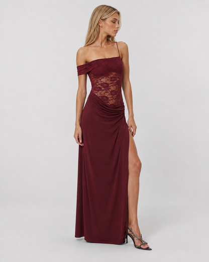 Rocío | Vestido Largo de Encaje de un Hombro