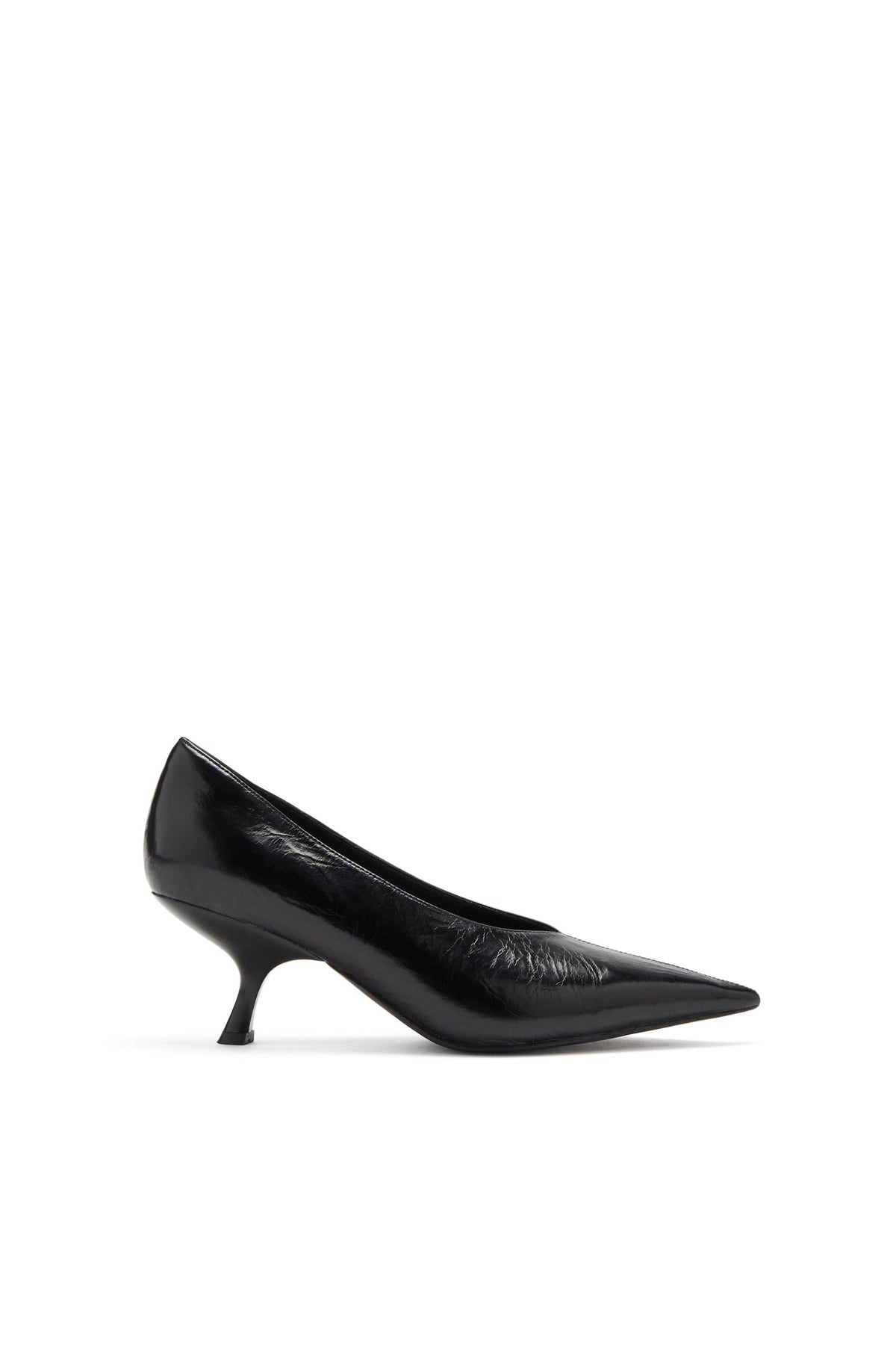 Zapato de Tacón de Punta Fina Craquelado Negro