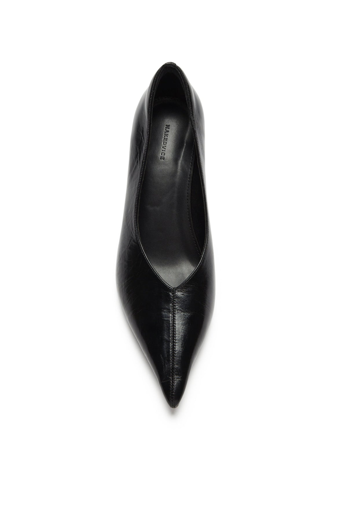 Zapato de Tacón de Punta Fina Craquelado Negro