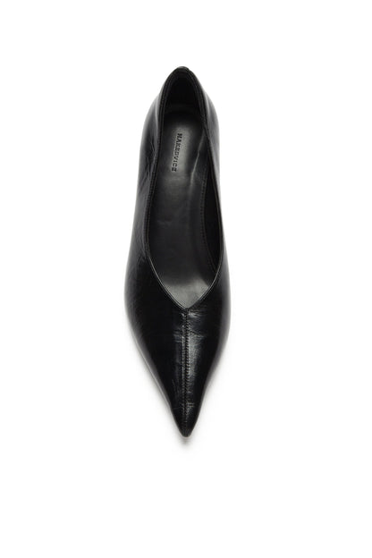 Zapato de Tacón de Punta Fina Craquelado Negro