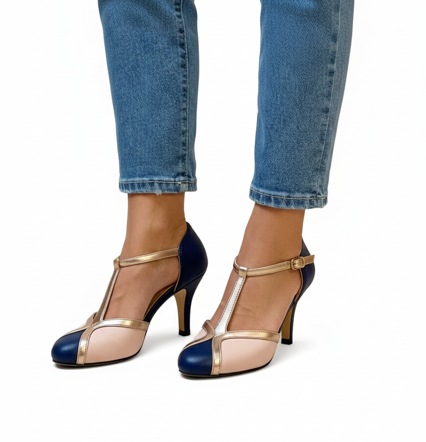 Zapato de Tacón Ortopédico con Tira Lateral