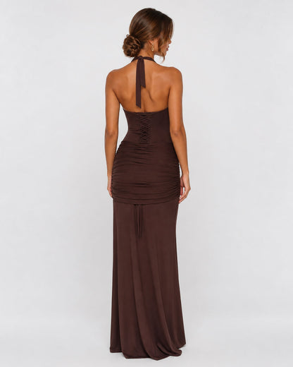 Martina | Vestido Largo Halter con Escote Corazón