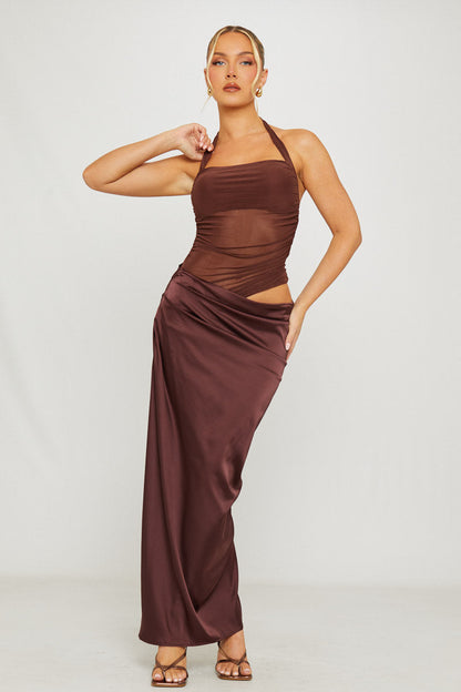 Blanca | Vestido Largo Halter de Tul y Satén