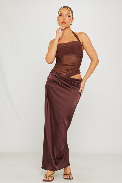 Blanca | Vestido Largo Halter de Tul y Satén