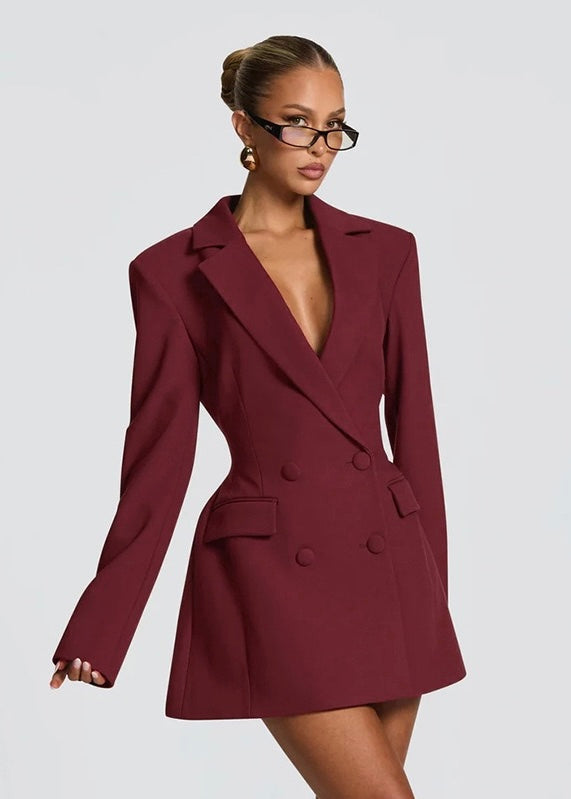 Cayetana | Vestido Corto Blazer con Escote Profundo