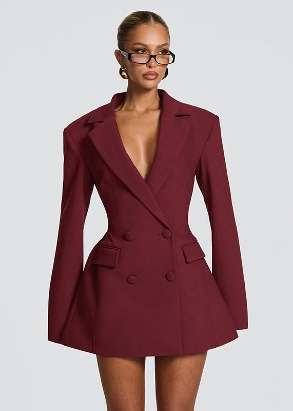 Cayetana | Vestido Corto Blazer con Escote Profundo