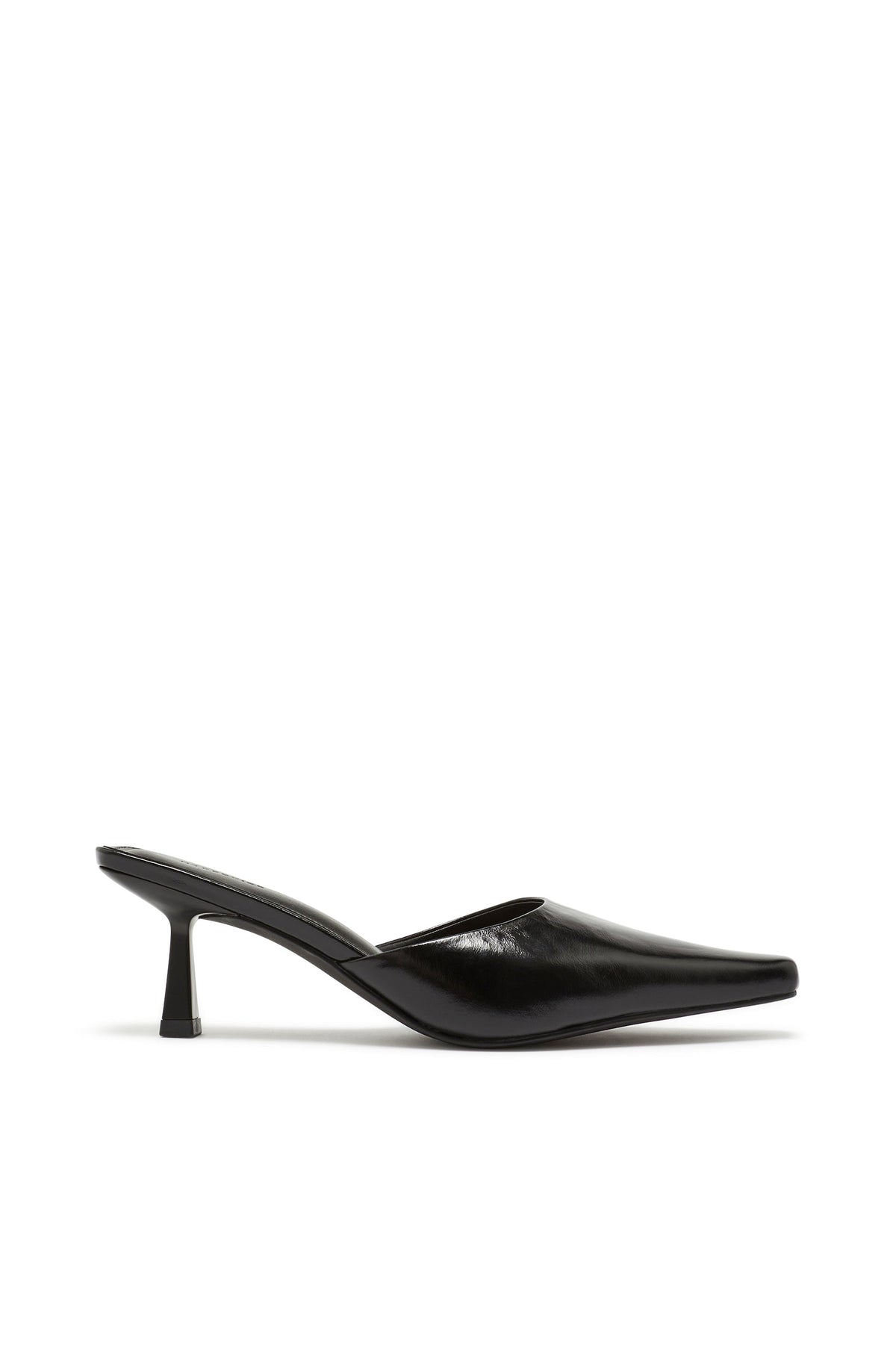 Zapato de Tacón de Piel Brillante Negro