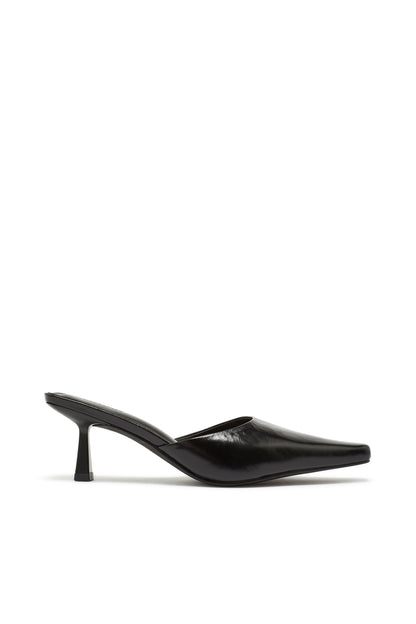 Zapato de Tacón de Piel Brillante Negro
