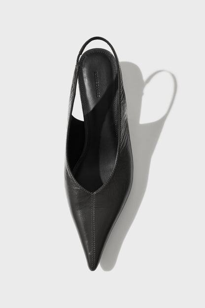 Zapato Destalonado de Piel Craquelada Gris