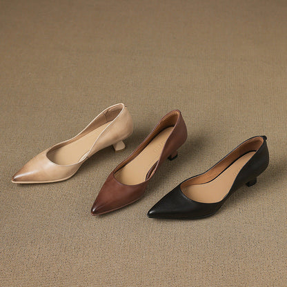 Zapato de Salón de Piel con Punta Fina