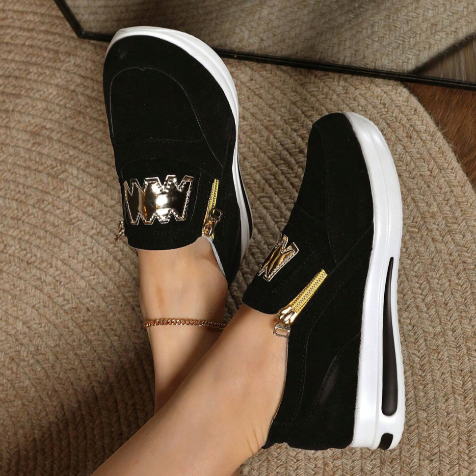 Zapatilla con Plataforma y Cremallera Lateral