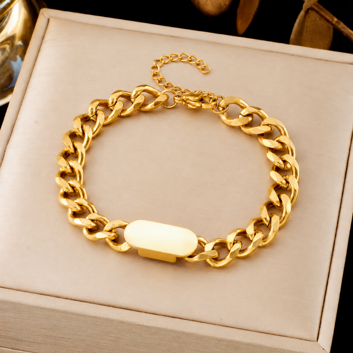 Pulsera | Cadena Cubana con Placa