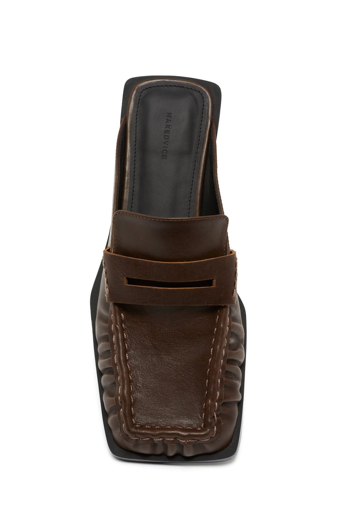 Mocasín de Punta Cuadrada Marrón Vintage