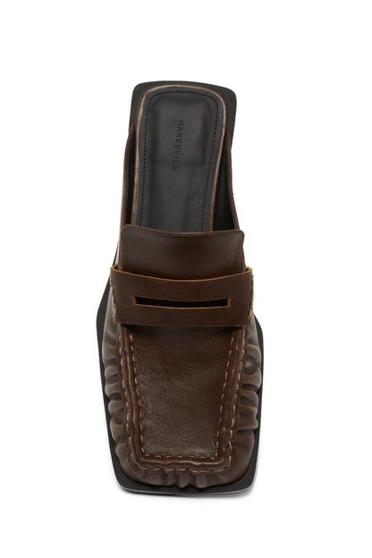 Mocasín de Punta Cuadrada Marrón Vintage