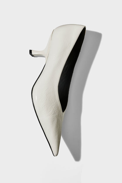 Zapato de Tacón de Punta Fina Craquelado Blanco