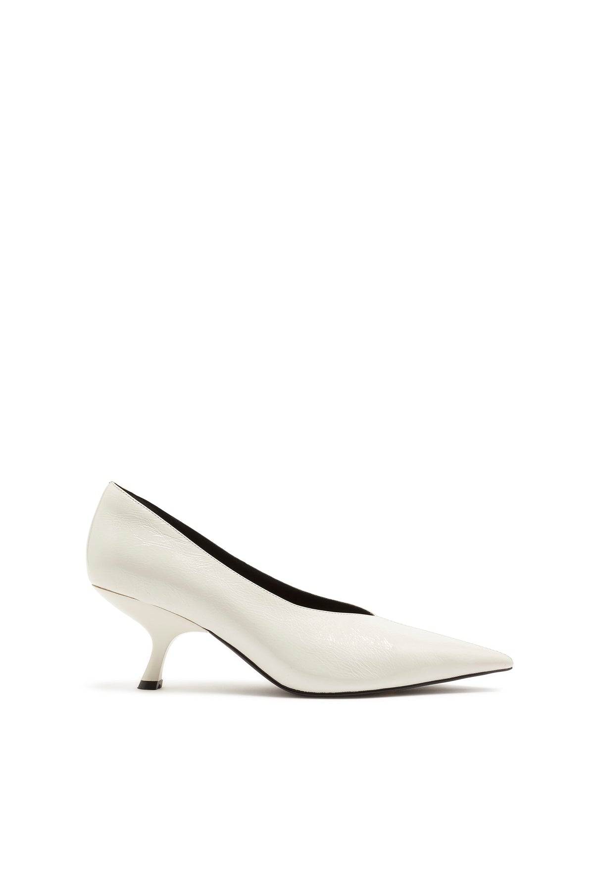 Zapato de Tacón de Punta Fina Craquelado Blanco