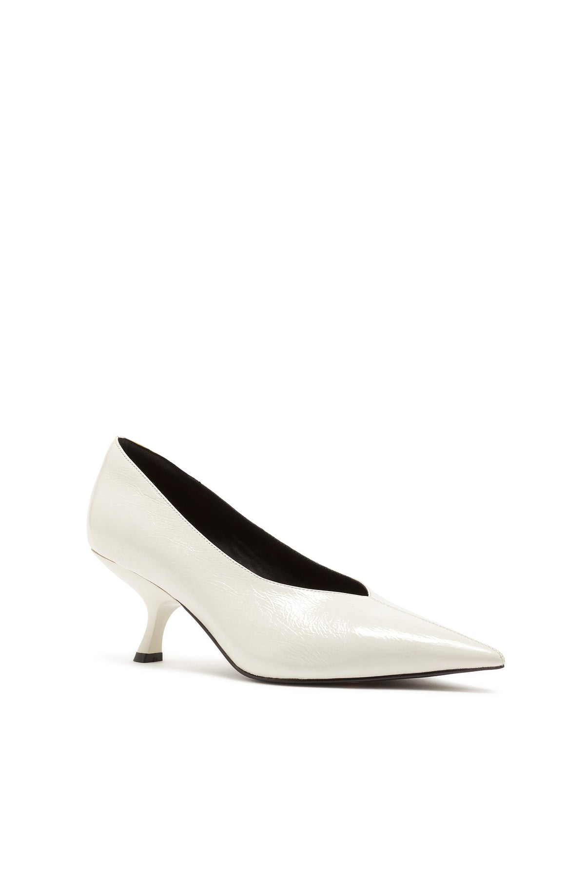 Zapato de Tacón de Punta Fina Craquelado Blanco