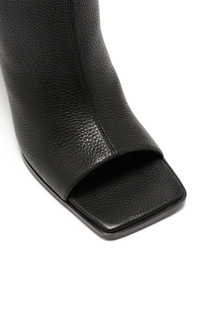 Bota de Cuña de Piel Granulada Negra