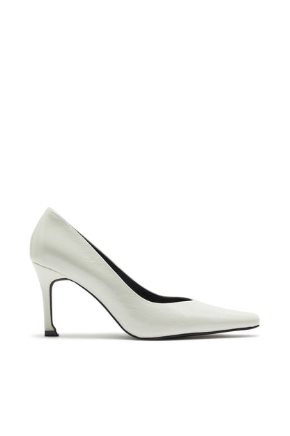 Zapato de Tacón Alto con Puntera Cincelada Blanco